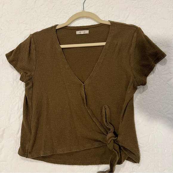 Madewell Brown Textured Wrap Blouse - Picture 1 of 3